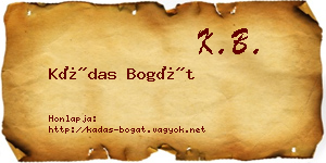 Kádas Bogát névjegykártya